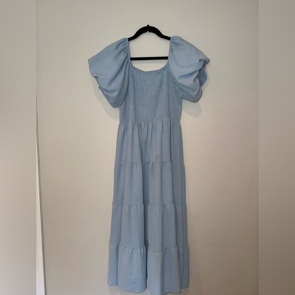 SHEIN Blue Puff Sleeve Sundress